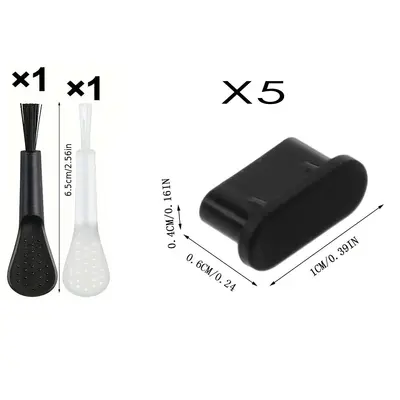 7'si 1 arada toz geçirmez set Tip-C veri portu USB toz geçirmez fiş cep telefonu şarj portu silikon toz geçirmez fiş fırça ile