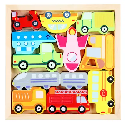 Wooden Educational 3D Puzzle for Children with Animals, Numbers and Letters - 4