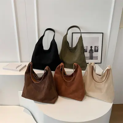 Women's Suede Tote Bag, Large Capacity, 2026 Autumn Winter Model