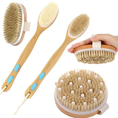 Amazon Grenzüberschreitender Naturhaarbürsten-Massagekörperbürste Rundbadebürste Handbadebürste Körperbadebürste Hemu-Badebürste