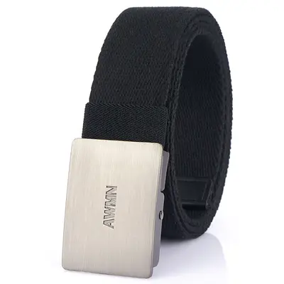 Men's canvas belt, comfortable casual jeans belt, customizable logo - 12