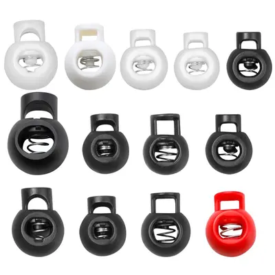 Plastic Spring Buckle, Single-Hole Ball-Shaped Cord End Cap