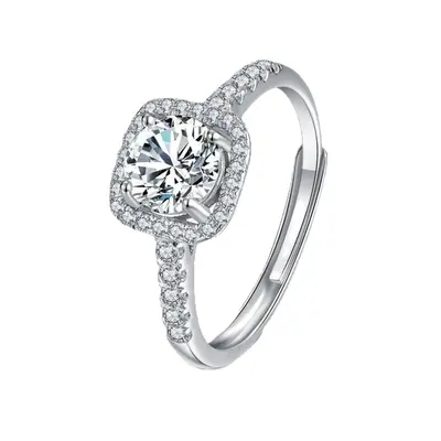 Simulated diamond bridal ring, double stone - 6