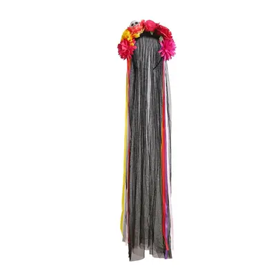 Halloween-Partystirnband mit Totenkopf und künstlicher Rose
