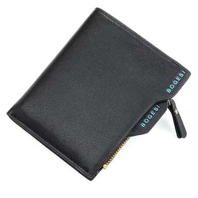 Men's Short Wallet with Coin Pouch and Zipper Driver's License Holder - 7