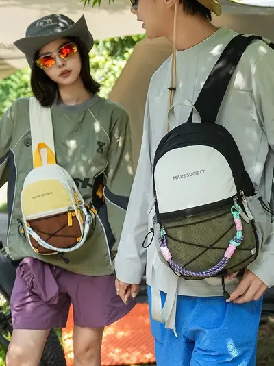 Outdoor Color-Block Backpack for Hiking and Camping