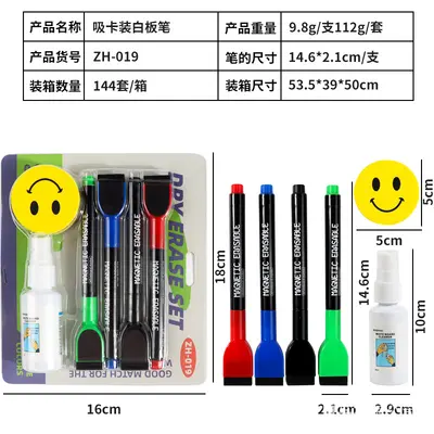 Magnetische Whiteboard-Marker mit Radierbürste, bunt, leicht zu schreiben und zu löschen