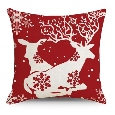 Amerikanischer Vintage-Weihnachts-Leinen-Kissenbezug mit Druck für Sofa-Rückenkissen, Feiertagsdekoration, Kissenbezug ohne Füllung
