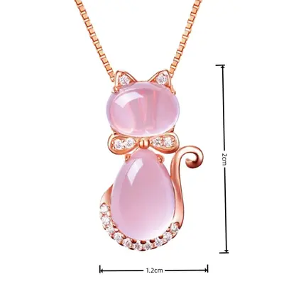 Koreli stil kolye kedi tasarımı kuvars kristal - 6