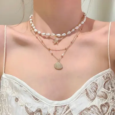 Camellia pearl pendant necklace, elegant long women's accessory - 12