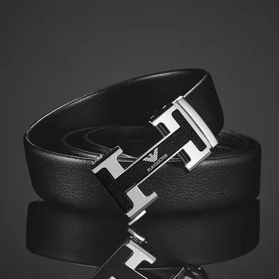 Men's belt with simple alloy automatic buckle, suitable for young and middle-aged men, versatile for business attire and trousers, fashionable men's belt. - 8