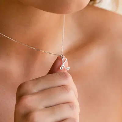 26-letter English alphabet necklace, stainless steel