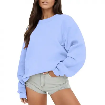 Women's Fleece-Lined Crew Neck Casual Sweatshirt, Loose Fit