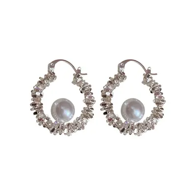 Silver Circle Earrings, Needle Post Studs