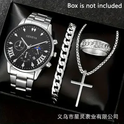 Herrenquarz-Armbanduhr mit Kalender, Stahlband - 11