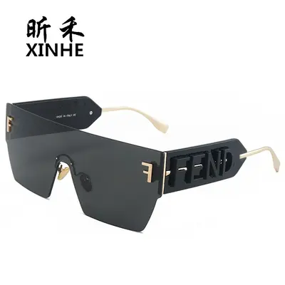 Rahmenlose Einteiler-Trend-Sonnenbrille, Unisex, breiter Bügel - 1