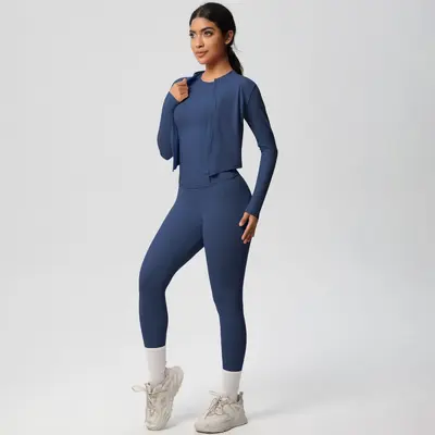 Yeni bulut algınlığı açık hava sporları sıkı yoga giyim seti, çıplak spor giyim, yüksek belli zayıflama yoga giyim üç parçalı set