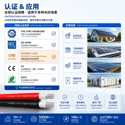 PV1-F H1Z2Z2-K Solar PV Cable, 4 sq mm, CE Certified, TÜV 6 sq mm Photovoltaic Wire