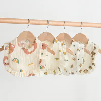 Reine Baumwolle Baby-Lätzchen mit Rüschen, Klasse A Mull, saugfähig - 2