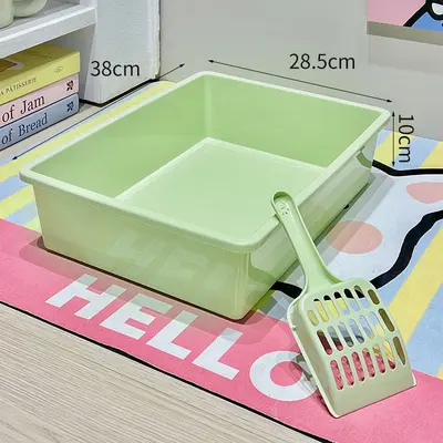 Large Semi-Enclosed Cat Litter Box, Thick Rectangular, Anti-Tracking - 10