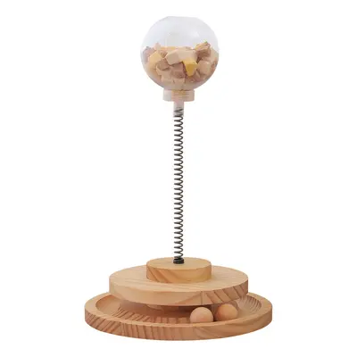 Solid Wood Rotating Cat Toy and Pet Treat Dispensing Ball, Roly-Poly