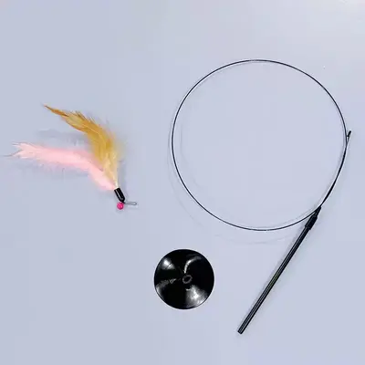 Suction Cup Cat Teaser Wand with Long Pole and Replaceable Head - 8