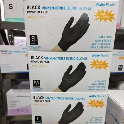 Disposable Nitrile PVC Mixed Gloves Cross-Border English Version Powder-Free Black Beauty Hairdressing Tattoo Protective Gloves