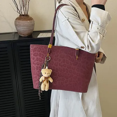 Damen-Handtasche mit Retro-Leopardenmuster, großes Tote Bag - 4