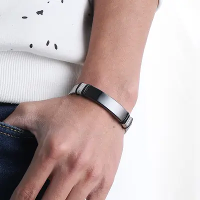Grenzüberschreitender Schmuck verdickte 201 Edelstahl Herrenarmband modische Mesh-Armband gekrümmte Marke personalisierte Gravur Doppelarmband