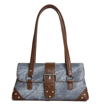Modische Damen-Schultertasche mit Schnappverschluss, koreanischer Stil, schlicht - 9