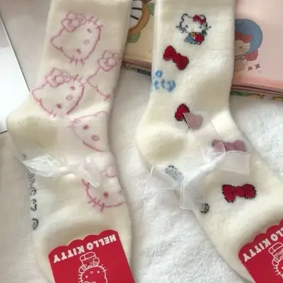 Thick Cat Design Floor Socks, Soft, Autumn Winter, Mid-Calf