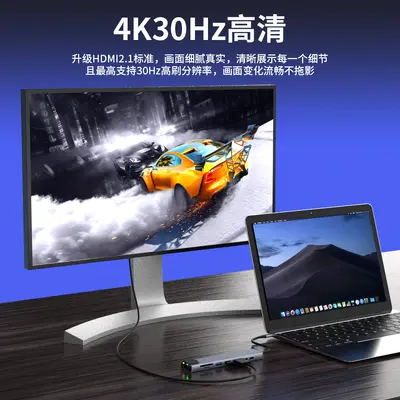 TypeC 8 in 1 Docking Station USB3.0 Hub HDMI Mirror RJ45 Gigabit Network Card TF/SD Card Reader