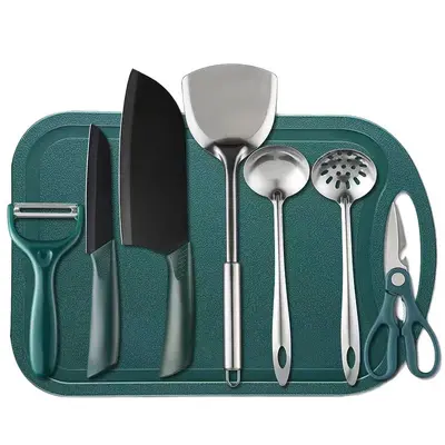 Mutfak bıçağı, kesme tahtası, paslanmaz çelik mutfak eşyaları, kalınlaştırılmış set, ev bıçağı, keskin dilimleme bıçağı, kesme tahtası, yurt mutfağı - 5