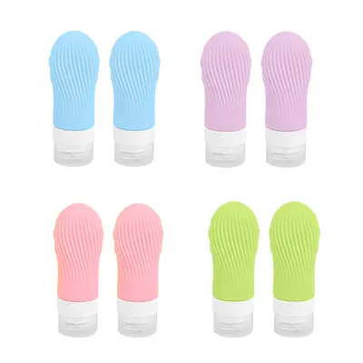 Cross-border popular silicone dispenser bottle four-piece set shampoo and shower gel storage 60ml dispenser bottle with hook brushed - 7