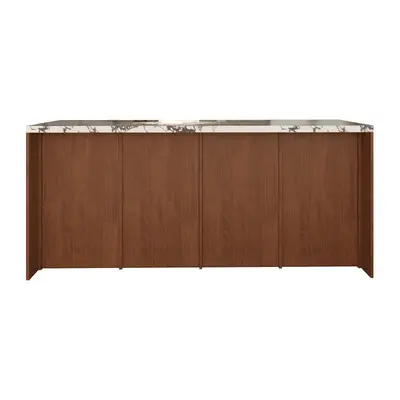 Walnut Kitchen Island with Solid Wood Floor Storage Cabinet