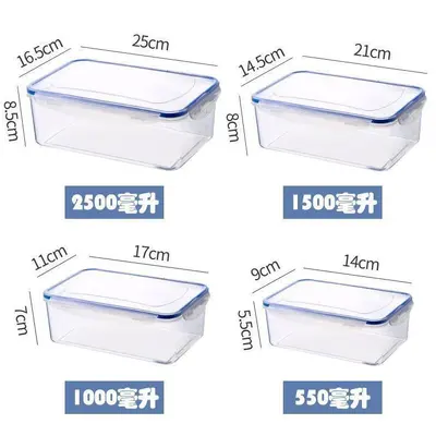Mikrowellenfeste Frischhaltebox transparent mit Deckel, lebensmittelecht, Kühlschrank-Behälter mit Dichtungsdeckel, rechteckige Aufbewahrungsbox - 11