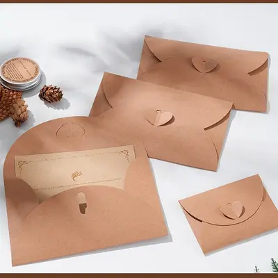 Kraft Paper Heart Envelope, Retro European Style Double Love Letter Envelope