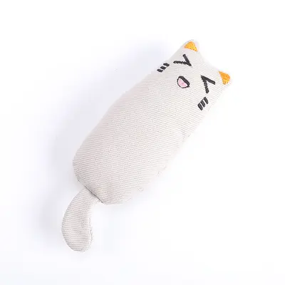 Cute Expression Thumb-Shaped Plush Cat Toy, Bite-Resistant - 7