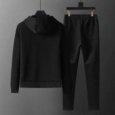 Baumwoll-Kapuzen-Trainingsanzug mit Reißverschlussjacke, Unisex