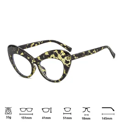 Cat-Eye Optical Glasses, Large Frame, Blue Light Filter, Flat Lens, Prescription Capable - 13