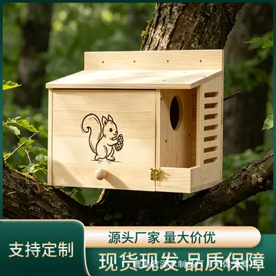 Wall-Mounted Wooden Pet Feeder for Parrots and Hamsters
