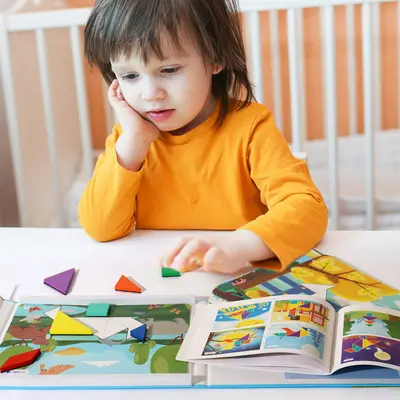 Tangram yapboz, geometrik şekiller, kare set