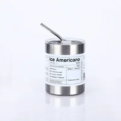 Stainless steel frosted American coffee cup, latte vacuum car cup, double-wall tumbler with straw, office thermos cup - 8
