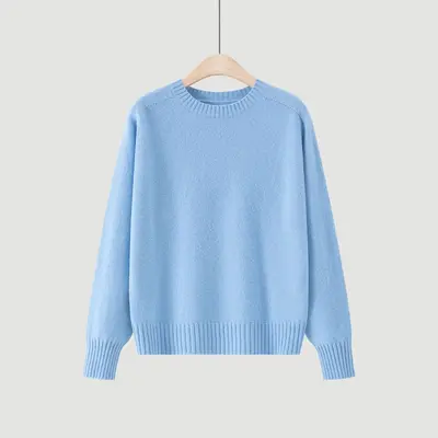 %100 Merino Yünü Dikişsiz Örme Kazak, Düz Renk, Bol Kesim - 12