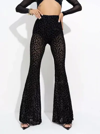 Damen-Freizeithose aus Strick, hohe Taille, streckende Passform - 7