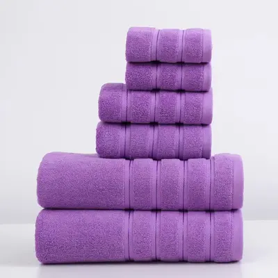 Cotton towel set 3-piece, thick, absorbent, soft - 10