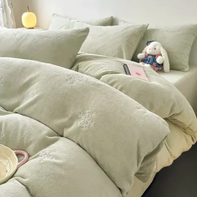 Embroidered Milk Velvet Bedding Set, 4-Piece Thickened Winter - 7
