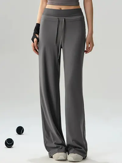 Loose yoga long pants women wide leg pilates fitness long sleeve - 5