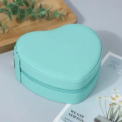 Macaron-farbene Herz-Schmuckschatulle, tragbare Reise-Schmuckaufbewahrungsbox, hochwertige Pfirsichherz-Ohrringe und Halsketten-Aufbewahrungsbox - 9