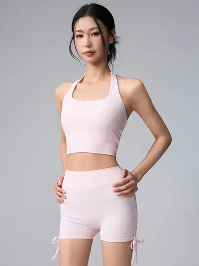Yoga-Set mit Neckholder-Top im Knotendesign und hoher Taille - 3